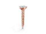 Rose gold Pear Solitaire Floral Milgrain Engagement Ring_34