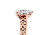 Rose gold Pear Solitaire Floral Milgrain Engagement Ring_37