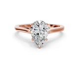 Rose gold Pear Solitaire Heart Prong Engagement Ring with Tapered Band_54
