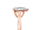 Rose gold Pear Solitaire Heart Prong Engagement Ring with Tapered Band_59