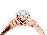 Rose gold Pear Solitaire Leaf-Inspired Diamond Ring with Pavé Band and Four-Prong Setting_16