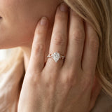 Rose gold Pear Solitaire Leaf-Inspired Diamond Ring with Pavé Band and Four-Prong Setting_6