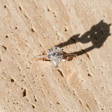 Rose gold Pear Solitaire Leaf-Inspired Diamond Ring with Pavé Band and Four-Prong Setting_7
