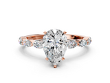 Rose gold Pear Solitaire Marquise Side Stone Prong Setting Ring_56