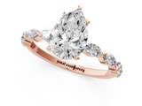 Rose gold Pear Solitaire Marquise Side Stone Prong Setting Ring_57