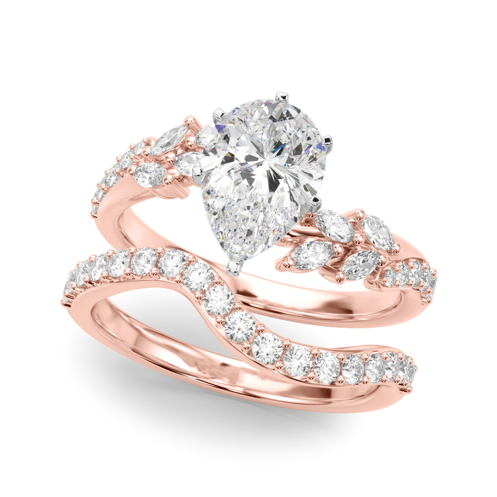 Rose gold Pear Solitaire Marquise Twist Band with Six-Prong Setting 1