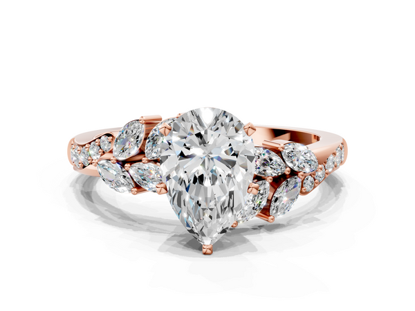 Rose gold Pear Solitaire Marquise Twist Band with Six-Prong Setting