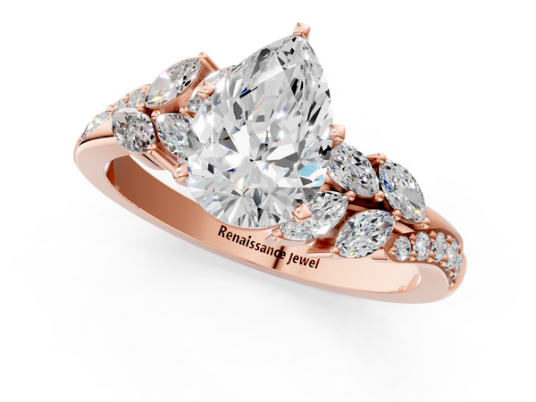 Rose gold Pear Solitaire Marquise Twist Band with Six-Prong Setting