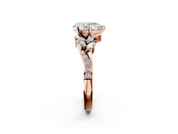 Rose gold Pear Solitaire Marquise Twist Band with Six-Prong Setting