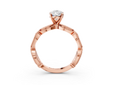 Rose gold Pear Solitaire Milgrain Diamond Engagement Ring with Bezel and Marquise Band_159