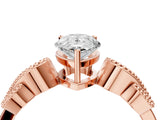 Rose gold Pear Solitaire Milgrain Leaf Band with Prong Setting_15