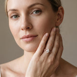 Rose gold Pear Solitaire Milgrain Leaf Band with Prong Setting_4