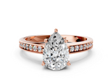 Rose gold Pear Solitaire Pavé Band Prong Setting Ring_20