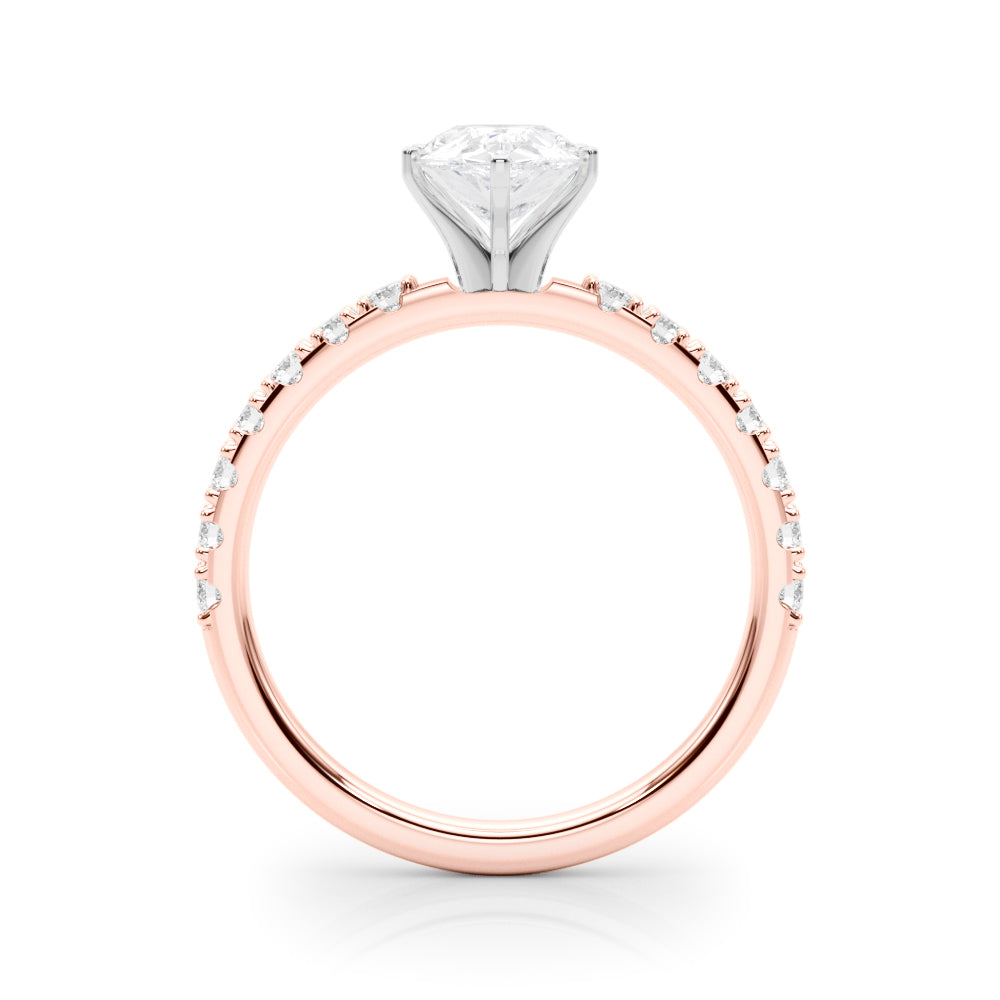 Rose gold Pear Solitaire Pavé Band with Four-Prong Setting 2