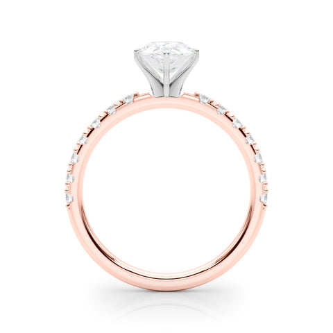 Rose gold Pear Solitaire Pavé Band with Four-Prong Setting 2