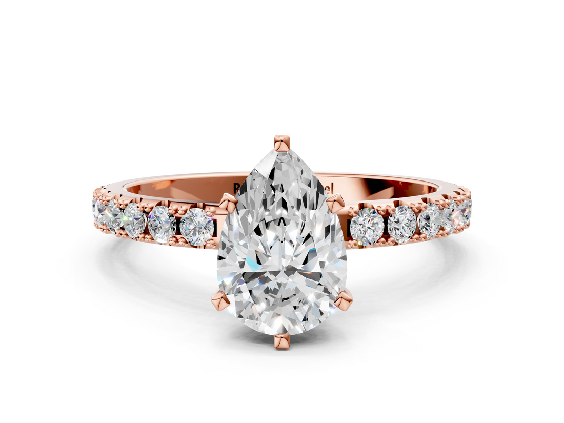 Rose gold Pear Solitaire Pavé Band with Four-Prong Setting_148
