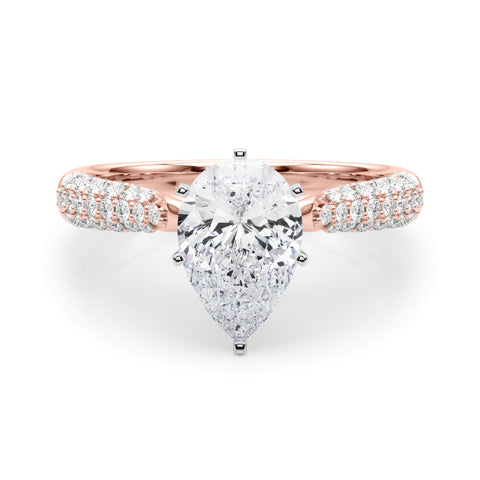Rose gold Pear Solitaire Pavé Diamond Engagement Ring with Four-Prong Setting 1