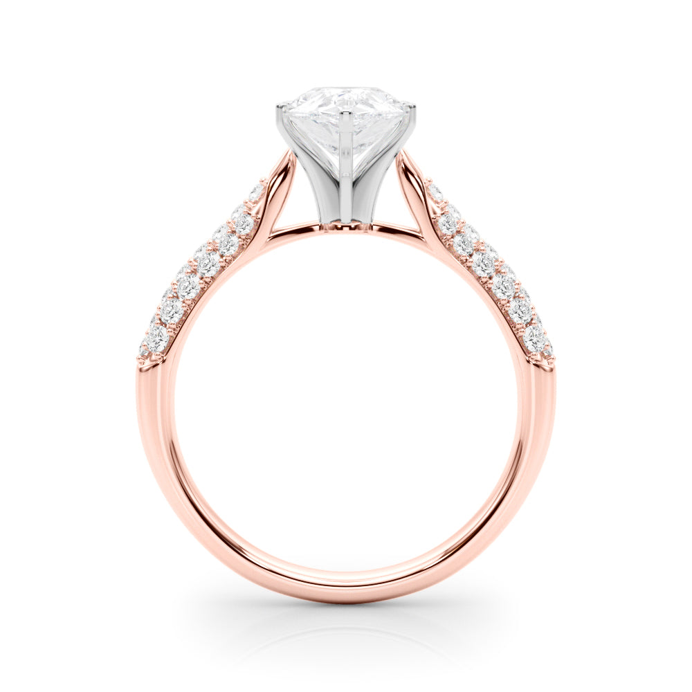Rose gold Pear Solitaire Pavé Diamond Engagement Ring with Four-Prong Setting 2