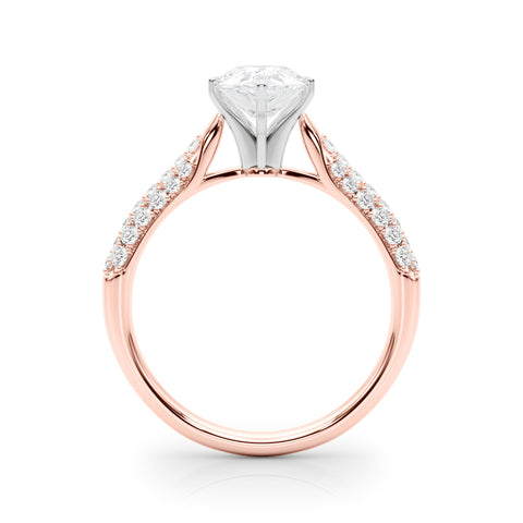 Rose gold Pear Solitaire Pavé Diamond Engagement Ring with Four-Prong Setting 2