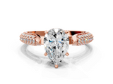 Rose gold Pear Solitaire Pavé Diamond Engagement Ring with Four-Prong Setting_139