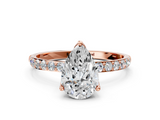 Rose gold Pear Solitaire Pavé Diamond Engagement Ring with Four-Prong Setting_62