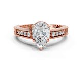 Rose gold Pear Solitaire Pavé Diamond Milgrain Engagement Ring with Four-Prong Setting_18
