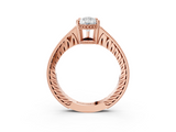 Rose gold Pear Solitaire Pavé Diamond Milgrain Engagement Ring with Four-Prong Setting_21