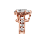 Rose gold Pear Solitaire Pavé Diamond Milgrain Engagement Ring with Four-Prong Setting_23