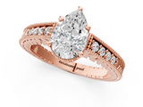 Rose gold Pear Solitaire Pavé Diamond Milgrain Engagement Ring with Four-Prong Setting_38