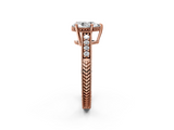 Rose gold Pear Solitaire Pavé Diamond Milgrain Engagement Ring with Four-Prong Setting_39