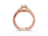 Rose gold Pear Solitaire Pavé Diamond Milgrain Engagement Ring with Four-Prong Setting_40
