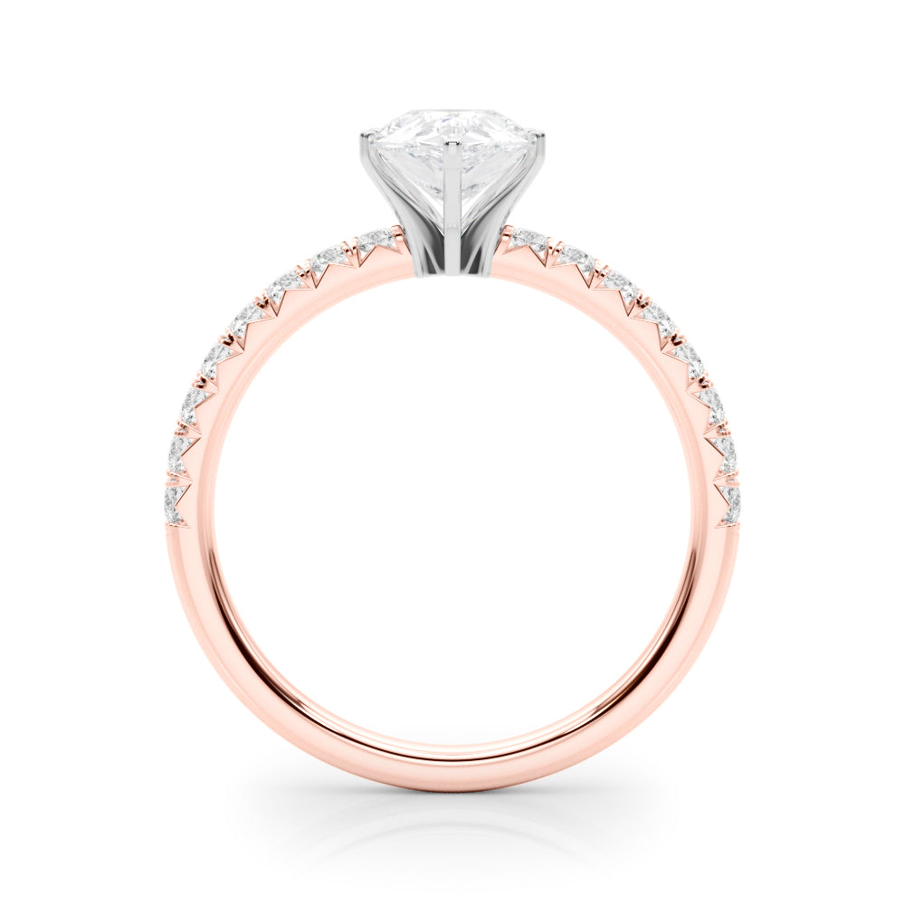 Rose gold Pear Solitaire Pave Diamond Engagement Ring with Four-Prong Setting 2