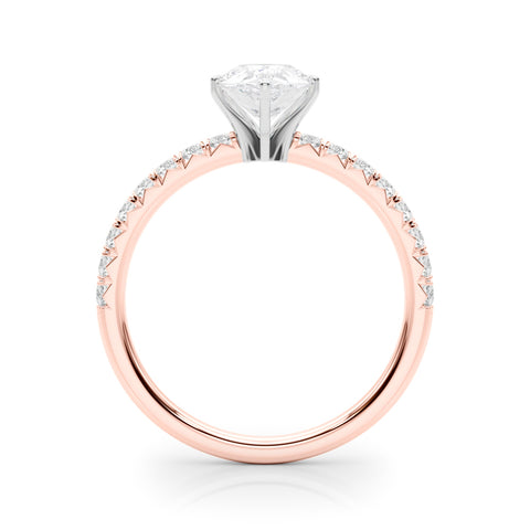 Rose gold Pear Solitaire Pave Diamond Engagement Ring with Four-Prong Setting 2