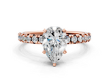 Rose gold Pear Solitaire Pave Diamond Engagement Ring with Four-Prong Setting_263