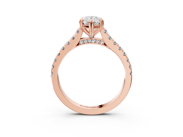 Rose gold Pear Solitaire Pave Diamond Engagement Ring with Prong Setting