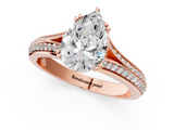 Rose gold Pear Solitaire Pave Split Shank Engagement Ring with Six-Prong Setting_42