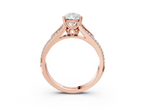 Rose gold Pear Solitaire Pave Split Shank Engagement Ring with Six-Prong Setting_44