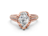 Rose gold Pear Solitaire Pave Split Shank Ring with Four-Prong Setting_146