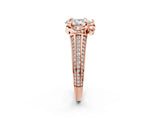 Rose gold Pear Solitaire Pave Split Shank Ring with Four-Prong Setting_148