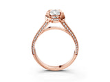 Rose gold Pear Solitaire Pave Split Shank Ring with Four-Prong Setting_149