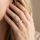 Rose gold Pear Solitaire Princess Side Stone Engraved Band Prong Setting Ring_17