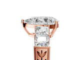 Rose gold Pear Solitaire Princess Side Stone Engraved Band Prong Setting Ring_8