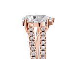 Rose gold Pear Solitaire Split Shank Pavé Diamond Engagement Ring_299