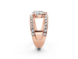Rose gold Pear Solitaire Split Shank Pave Diamond Ring_50