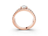 Rose gold Pear Solitaire Split Shank Pave Diamond Ring_51