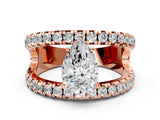 Rose gold Pear Solitaire Split Shank Pave Diamond Ring_60