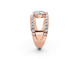 Rose gold Pear Solitaire Split Shank Pave Diamond Ring_62
