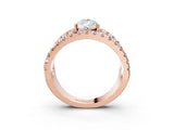 Rose gold Pear Solitaire Split Shank Pave Diamond Ring_63