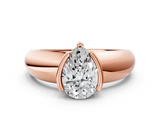 Rose gold Pear Solitaire Tension Set Diamond Ring with Wide Band_37