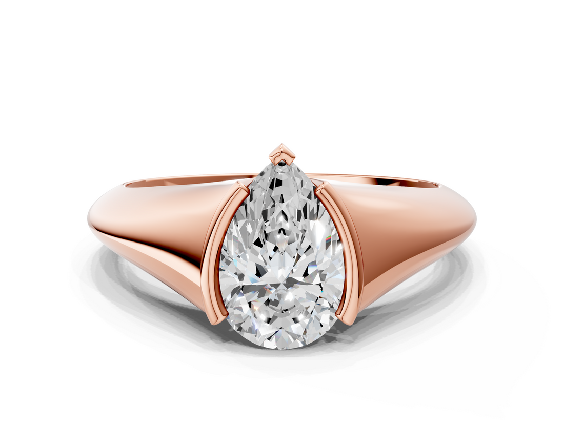 Rose gold Pear Solitaire Tension Set Diamond Ring_20
